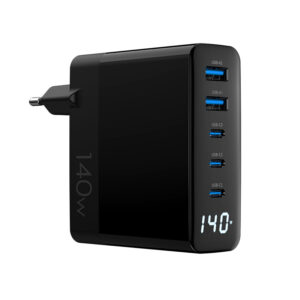Blanco y negro WEG-140W-2A3C Cargador GaN de 140 W con enchufes EU,UK,US,AUS