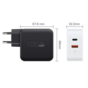 WEP-100-CA Cargador GaN negro y blanco de 100 W