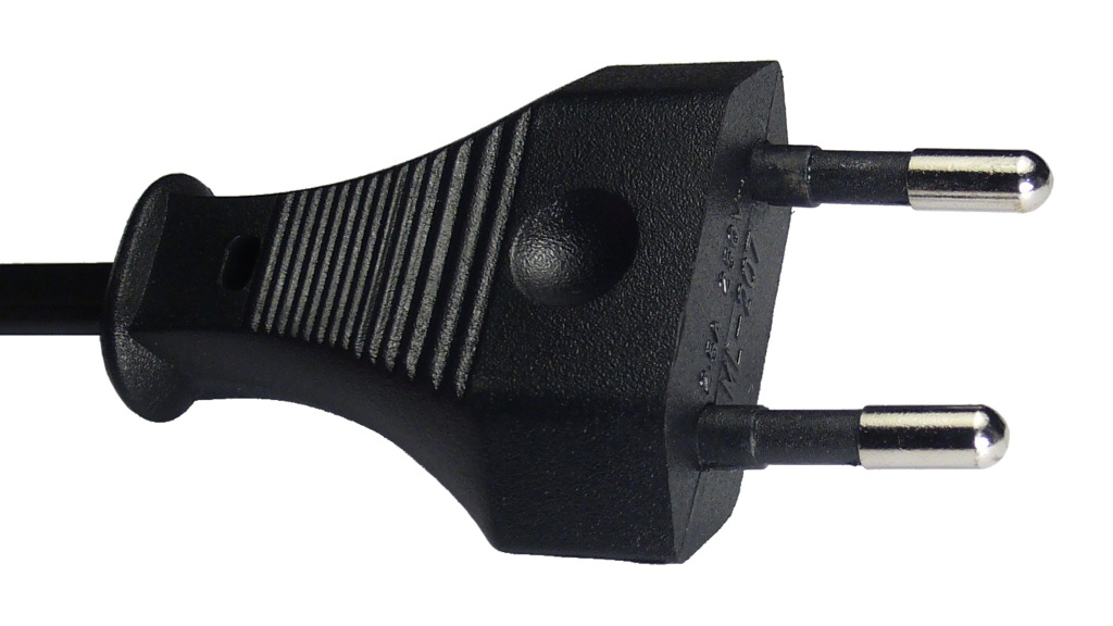 European Type C and F plug with two round pins