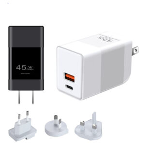 WEP-45-CA Cargador GaN de 45 W con enchufe personalizable EU,UK,US,AUS