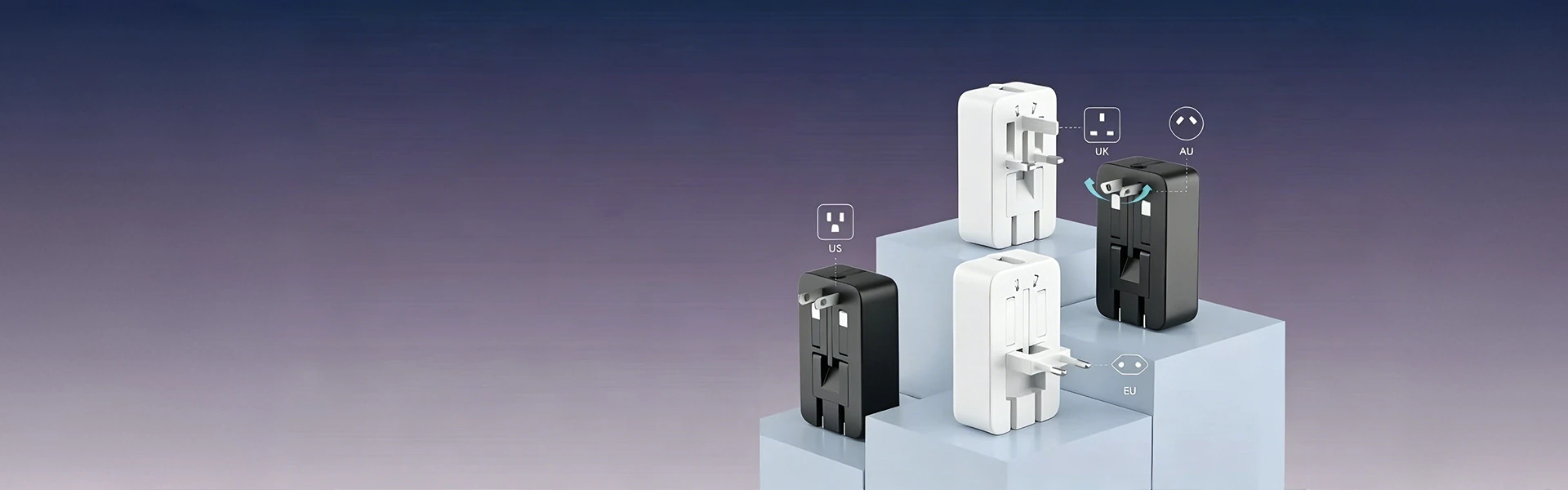 Wecent travel charger with interchangeable plugs for global markets