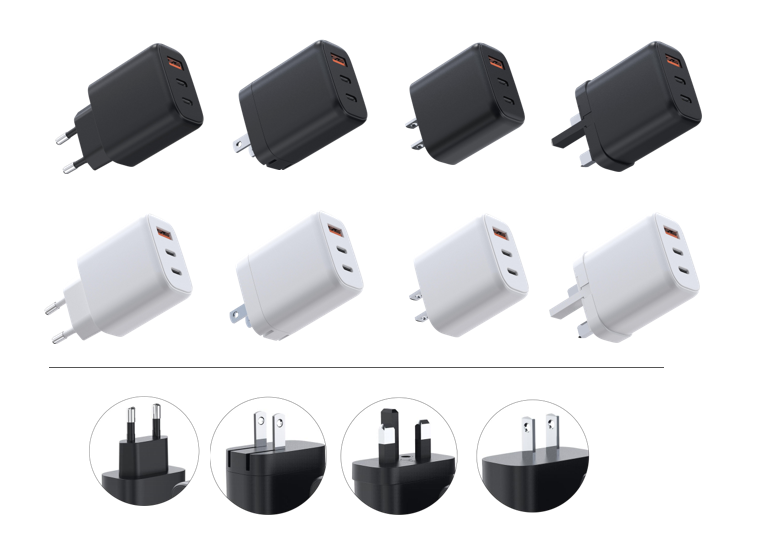65W WET-67-ACC GaN Fast Charger With Multi Plug (EU,UK,US,AUS)