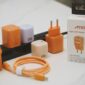 Stylish Ice Cube travel charger with high-speed USB-C charging support