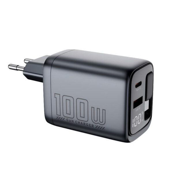 WEX100S 100W Retractable GaN Fast Charger with Power Display WEX100S 100W Retractable GaN Fast Charger with Power Display